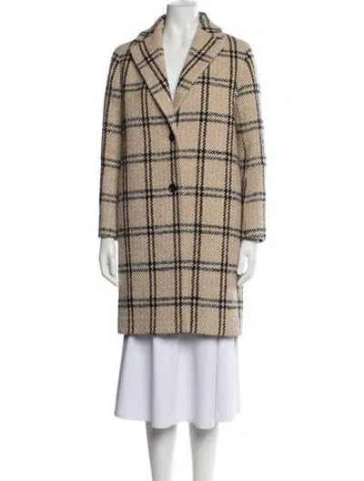 Pre-owned Maje Wool Plaid Print Coat In Neutrals