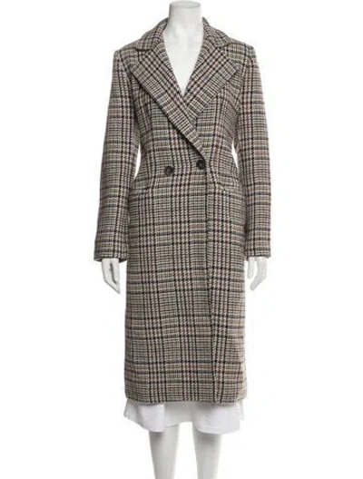 Pre-owned Maje Wool Plaid Print Coat In Neutrals