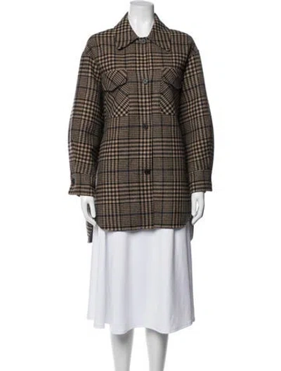 Pre-owned Maje Wool Plaid Print Jacket In Multi