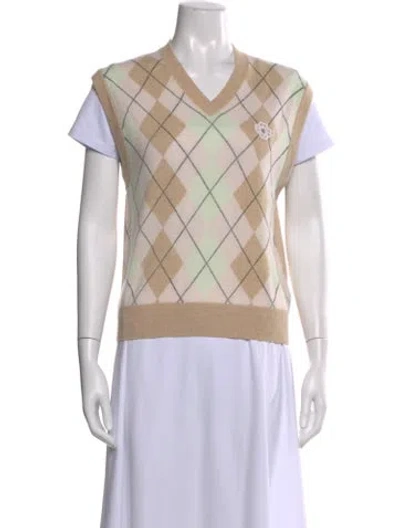 Pre-owned Maje Wool Plaid Print Sweater In Neutral