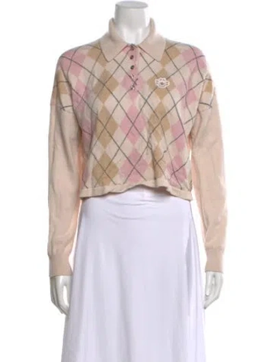 Pre-owned Maje Wool Plaid Print Sweater In Pink