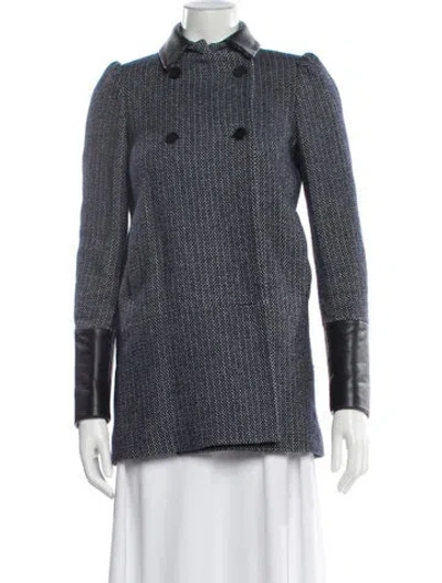 Pre-owned Maje Wool Printed Jacket In Blue