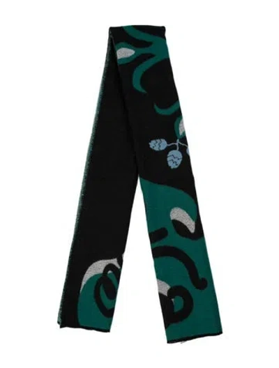Pre-owned Maje Wool Printed Scarf In Black/green