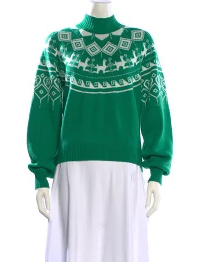 Pre-owned Maje Wool Printed Sweater In Green