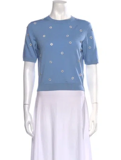Pre-owned Maje Wool Printed Top In Blue