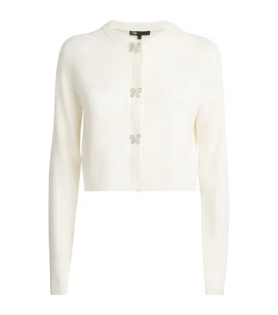 Maje Wool Rib-knit Bow Cardigan In Multi