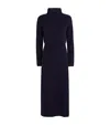 Maje Wool Ribbed Maxi Dress In Blue