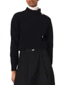 Maje High-neck Button-detail Sweater In Blue