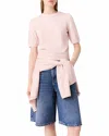 Maje Wool Short Sleeve Sweater In Pink