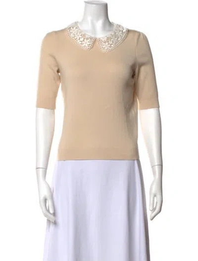 Pre-owned Maje Wool Short Sleeve Top In Neutrals