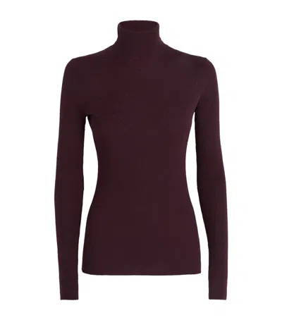 Maje Wool-silk Rollneck Sweater In Red