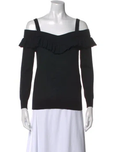 Pre-owned Maje Wool Square Neckline Top In Black