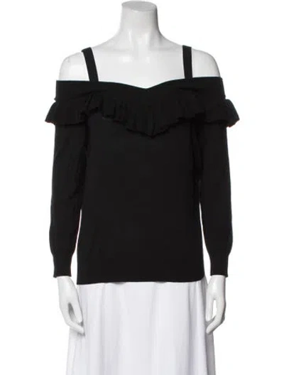 Pre-owned Maje Wool Square Neckline Top In Black