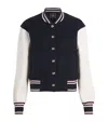 Maje Womens Navy Ribbed-collar Two-tone Wool Bomber Jacket In Black