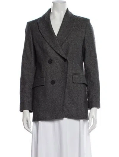 Pre-owned Maje Wool Striped Blazer In Gray