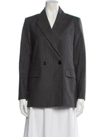 Pre-owned Maje Wool Striped Blazer In Gray