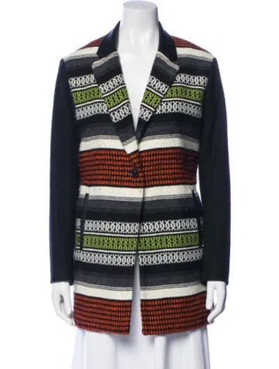 Pre-owned Maje Wool Striped Coat In Black