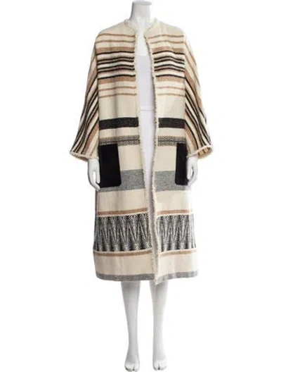 Pre-owned Maje Wool Striped Coat In Neutral