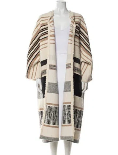 Pre-owned Maje Wool Striped Coat In Neutrals