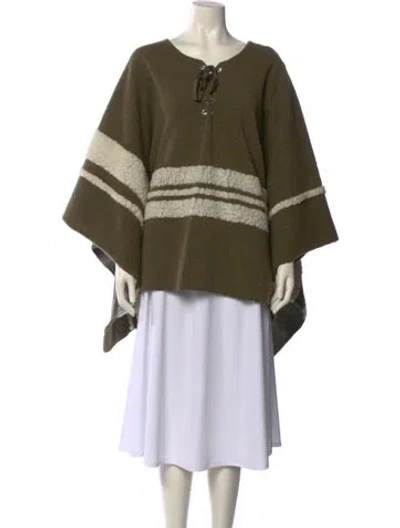 Pre-owned Maje Wool Striped Sweater In Green