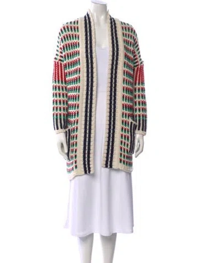 Pre-owned Maje Wool Striped Sweater In Green