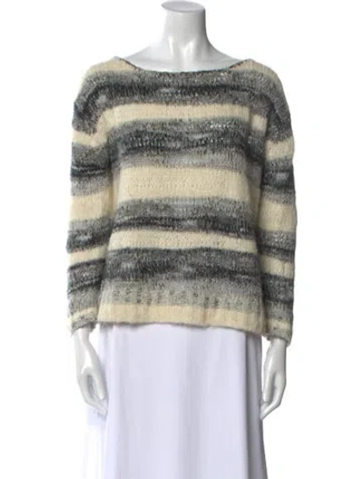 Pre-owned Maje Wool Striped Sweater In White