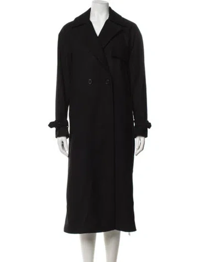 Pre-owned Maje Wool Trench Coat In Black