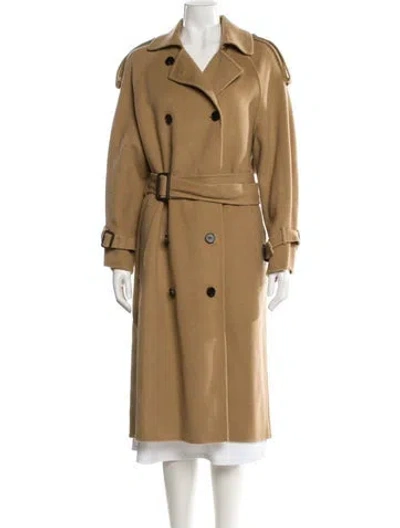 Pre-owned Maje Wool Trench Coat In Brown