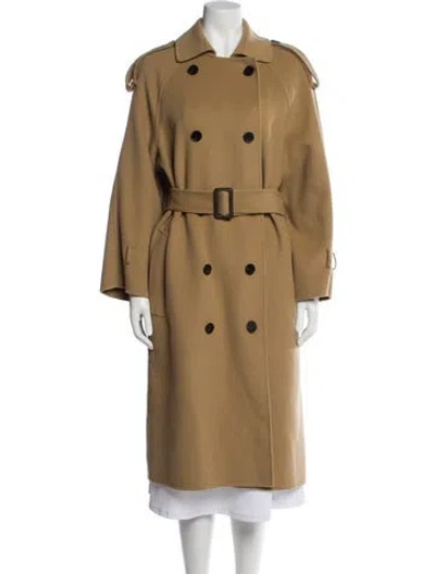 Pre-owned Maje Wool Trench Coat In Brown