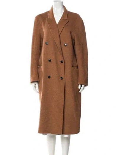 Pre-owned Maje Wool Trench Coat In Brown