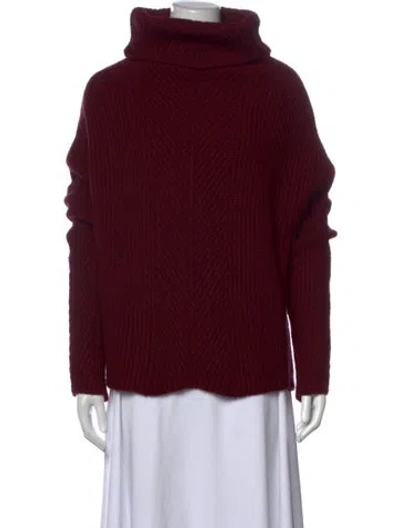 Pre-owned Maje Wool Turtleneck Sweater In Burgundy