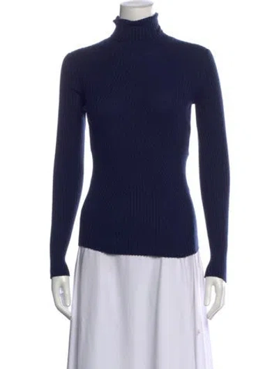 Pre-owned Maje Wool Turtleneck Top In Blue