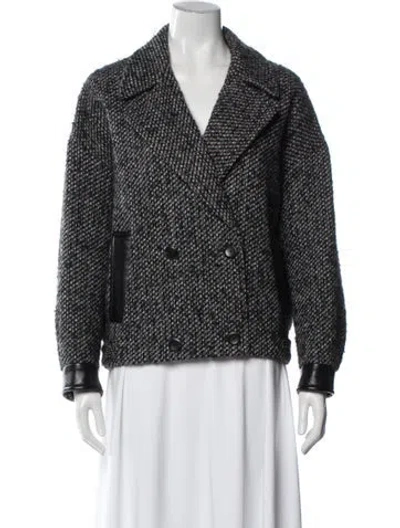 Pre-owned Maje Wool Tweed Pattern Blazer In Gray