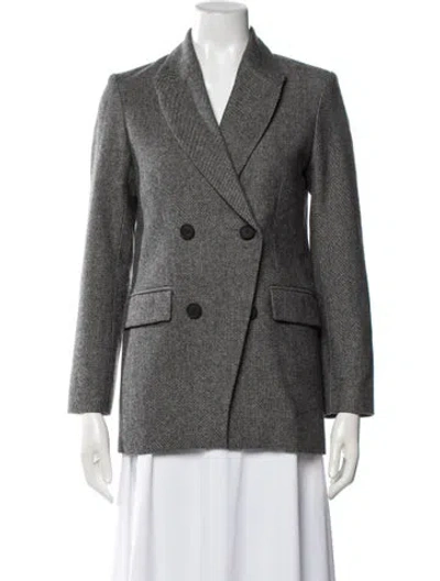 Pre-owned Maje Wool Tweed Pattern Blazer In Grey
