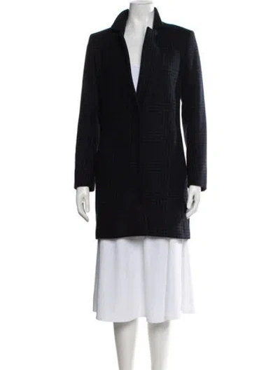 Pre-owned Maje Wool Tweed Pattern Coat In Blue