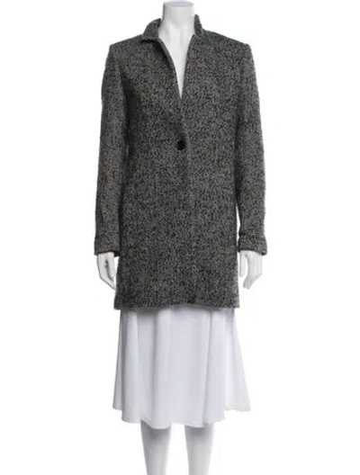 Pre-owned Maje Wool Tweed Pattern Coat In Grey