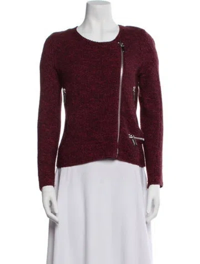 Pre-owned Maje Wool Tweed Pattern Evening Jacket In Burgundy