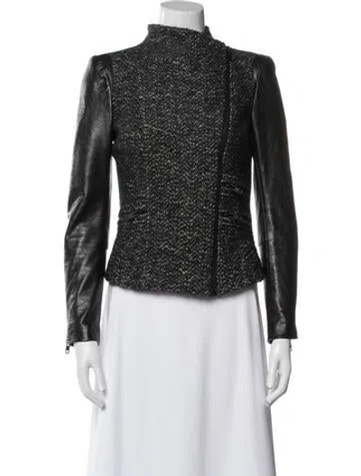 Pre-owned Maje Wool Tweed Pattern Evening Jacket In Gray