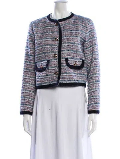 Pre-owned Maje Wool Tweed Pattern Evening Jacket In White