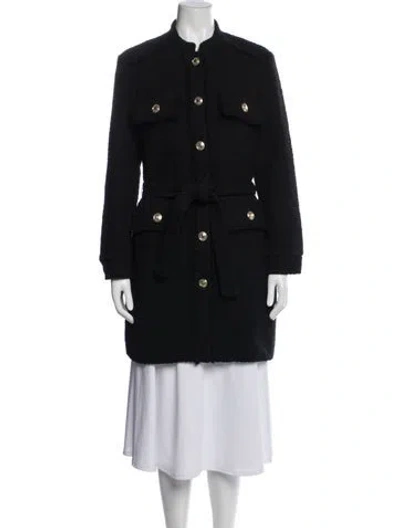 Pre-owned Maje Wool Tweed Pattern Jacket In Black