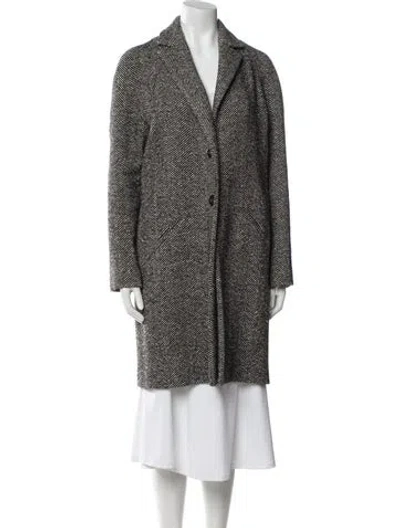 Pre-owned Maje Wool Tweed Pattern Jacket In Gray