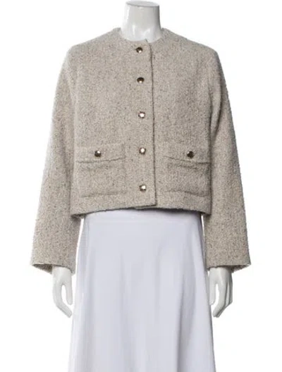 Pre-owned Maje Wool Tweed Pattern Jacket In Neutrals