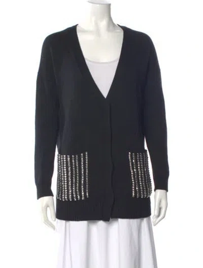 Pre-owned Maje Wool V-neck Sweater In Black