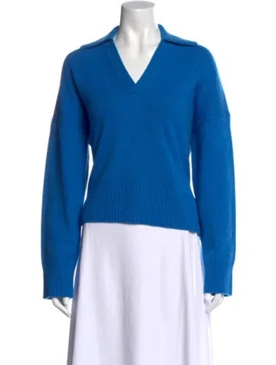 Pre-owned Maje Wool V-neck Sweater In Blue