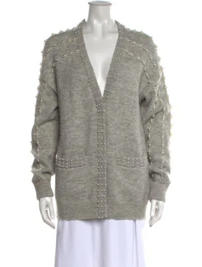 Pre-owned Maje Wool V-neck Sweater In Grey