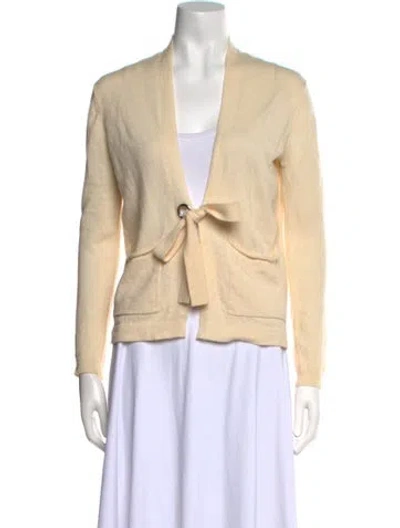 Pre-owned Maje Wool V-neck Sweater In Neutral