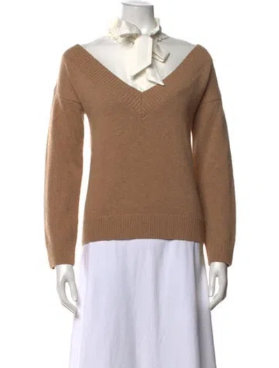 Pre-owned Maje Wool V-neck Sweater In Neutrals