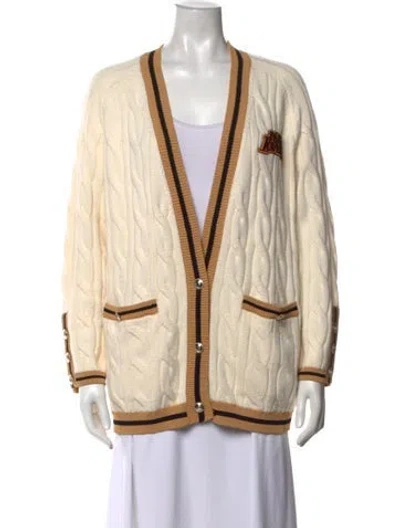 Pre-owned Maje Wool V-neck Sweater In Neutrals