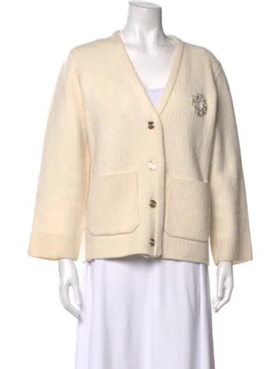 Pre-owned Maje Wool V-neck Sweater In Neutrals