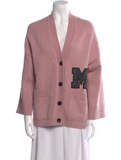 Pre-owned Maje Wool V-neck Sweater In Pink